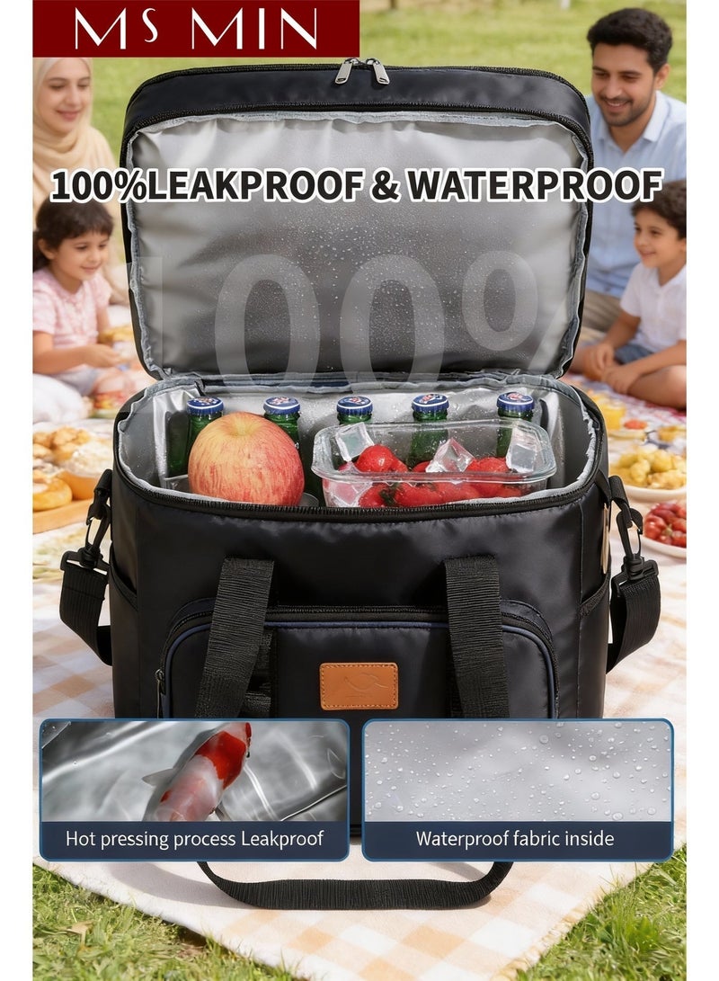 MS MIN Large Capacity Insulated Lunch Bag (23L), Thermal Lunch Box Bag with Waterproof Leakproof Liner, Reusable Cooler Bag for Office, Work & Outdoor Use - Image 4